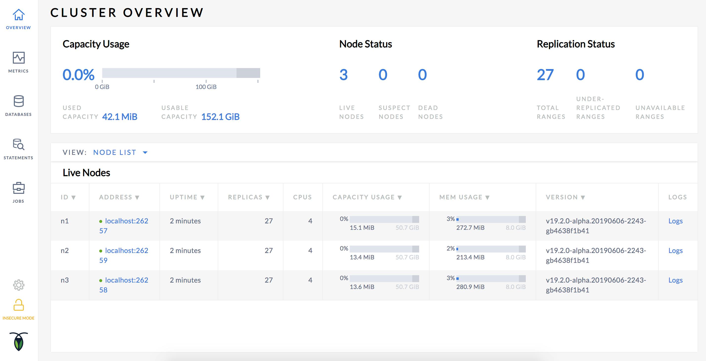CockroachDB Admin UI