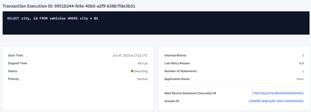 Transaction execution details