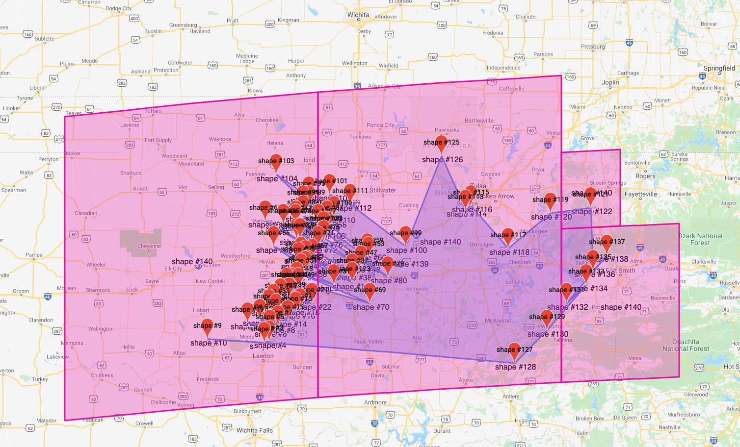 1999 Oklahoma tornado outbreak map view