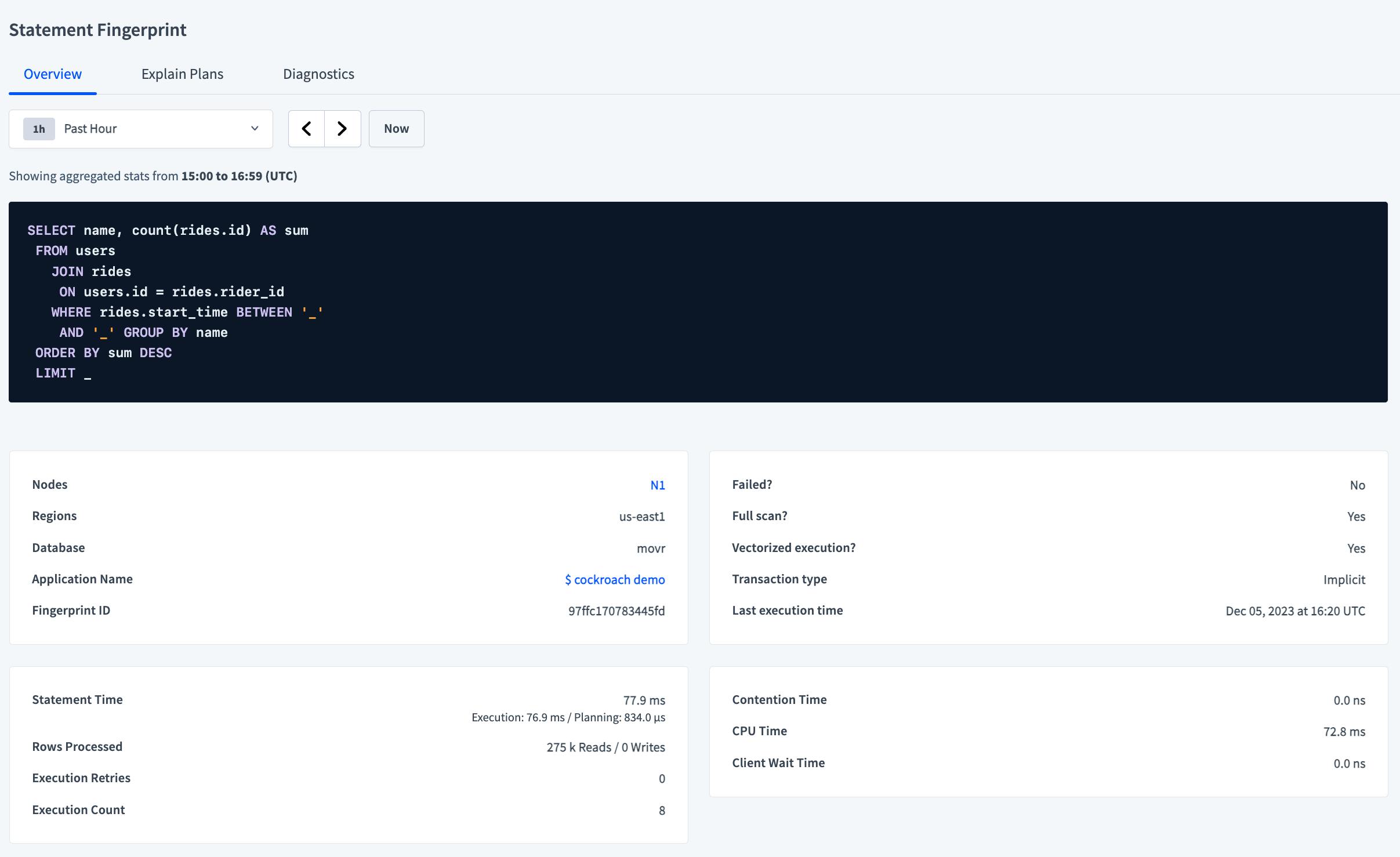 Statement fingerprint overview