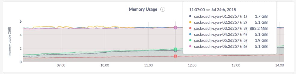 DB Console Memory Usage graph