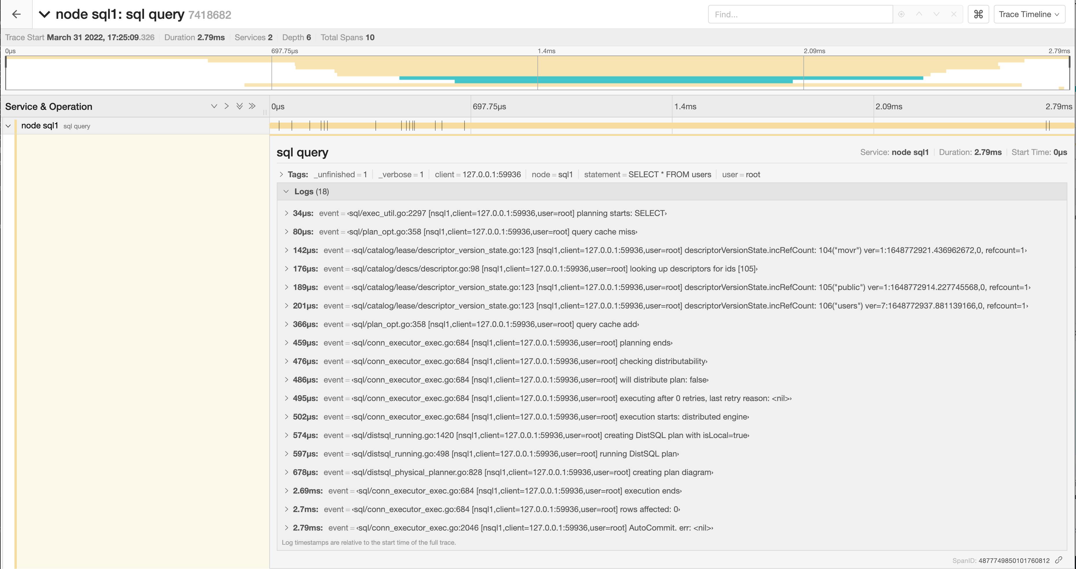 Jaeger Trace Log Messages