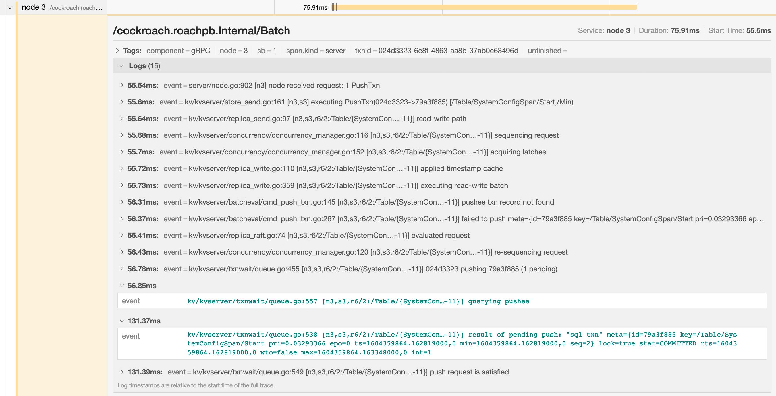 Jaeger Trace Log Messages