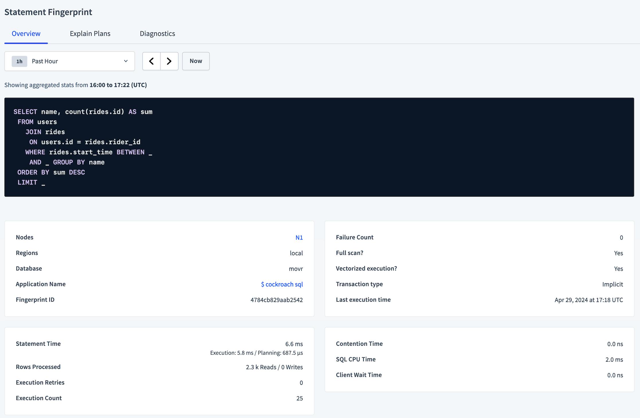 Statement fingerprint overview