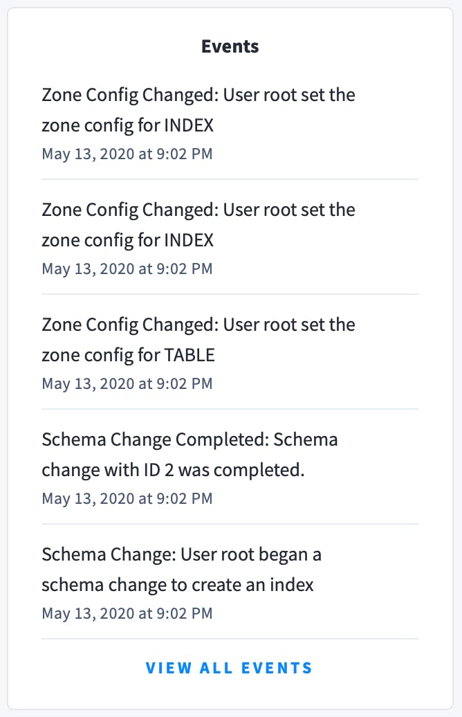 DB Console Events