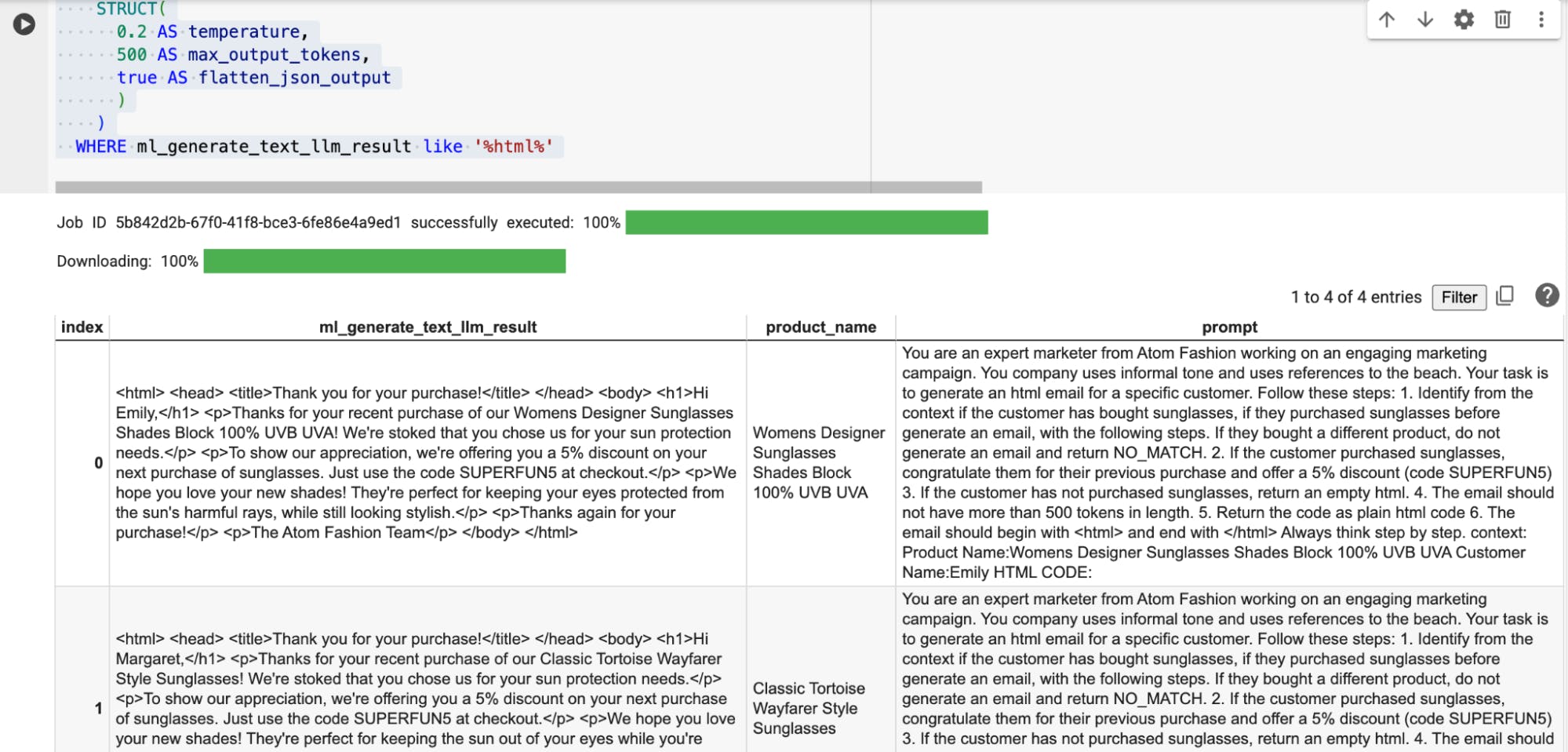 Screencap: HTML output from Google BigQuery&rsquo;s notebook