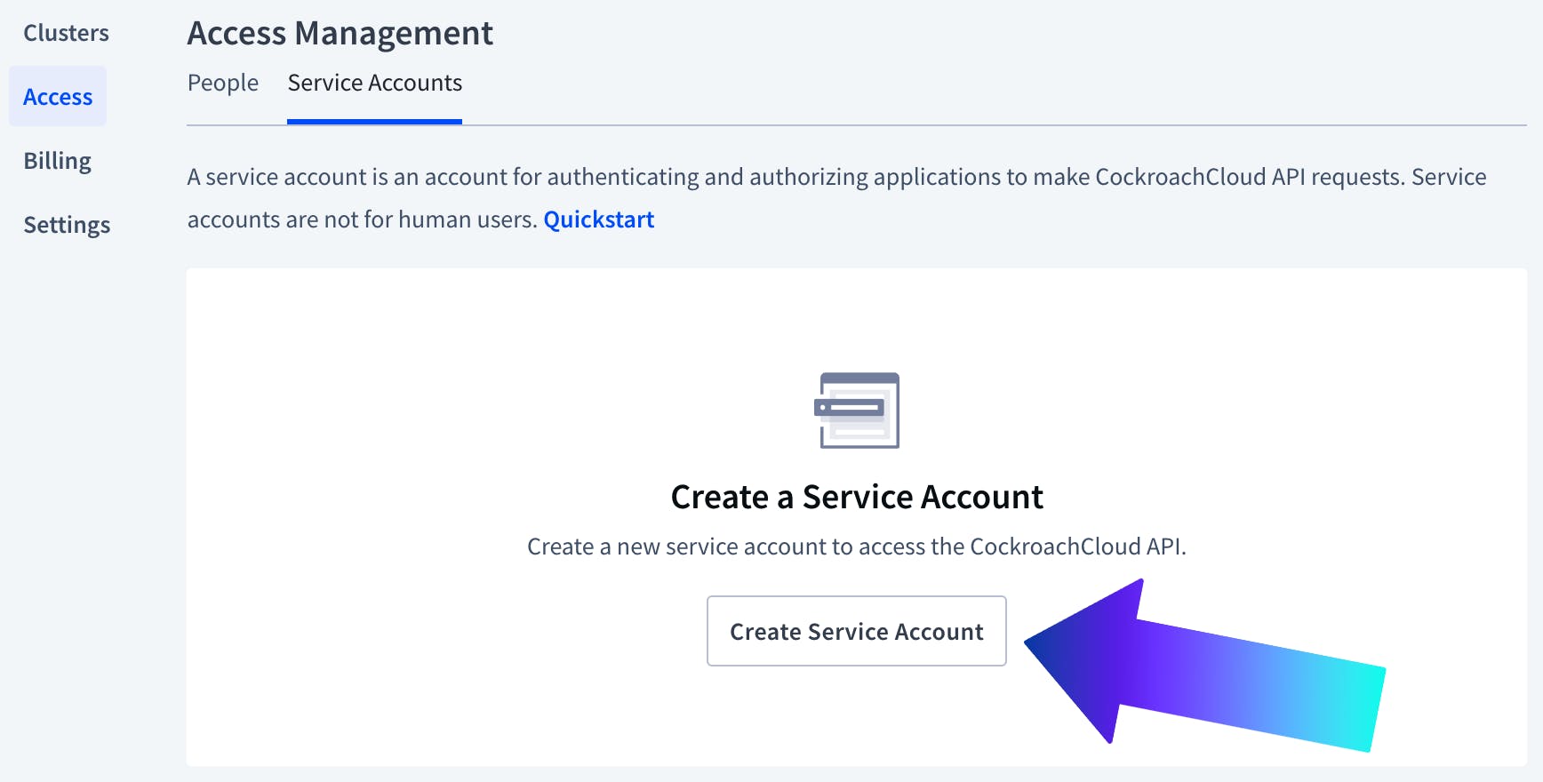 create a service account 