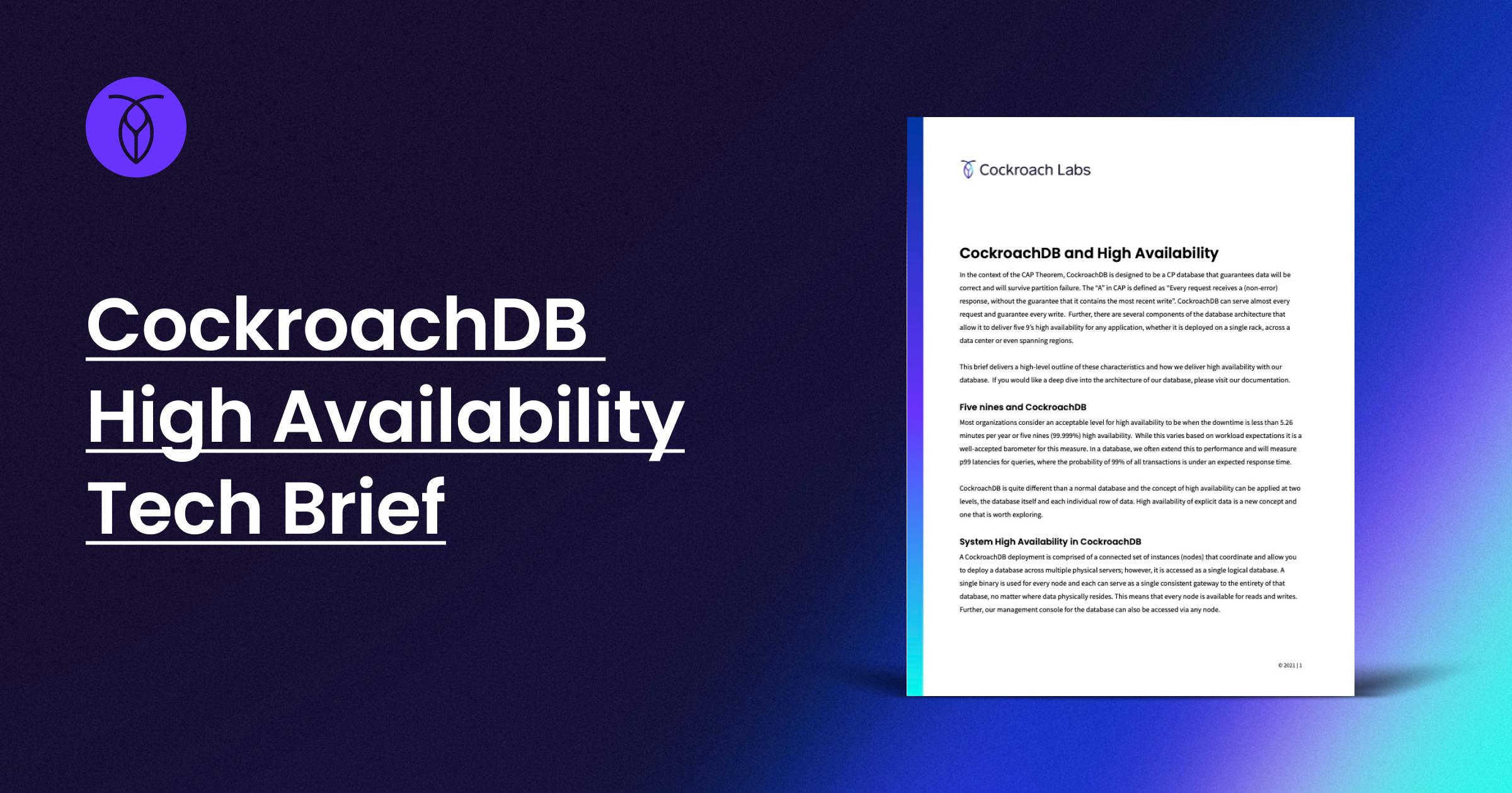 CockroachDB | High Availability Tech Brief