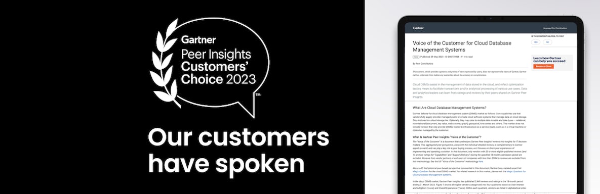 Cockroach Labs named a Customers' Choice in 2023 Gartner Peer Insights Voice of the Customer report