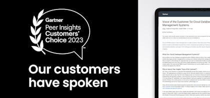 Featured Image for Cockroach Labs named a Customers' Choice in 2023 Gartner Peer Insights Voice of the Customer report