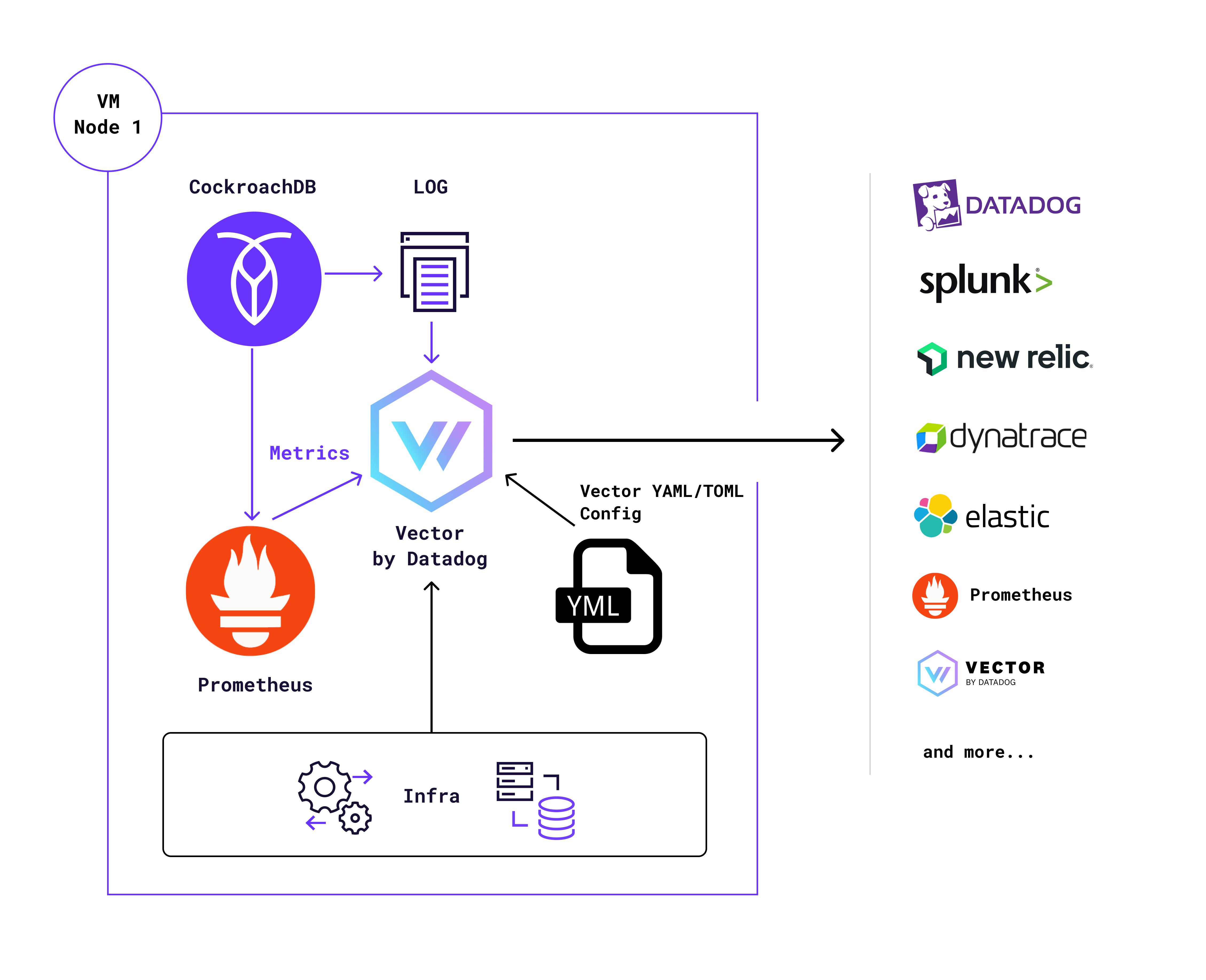Collection &amp; delivery process with Vector by Datadog from a CockroachDB node