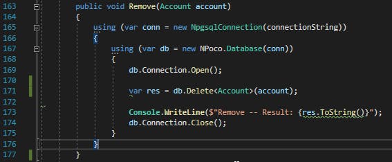 NPoco and CockroachDB 'Remove' function